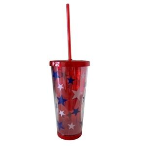 COOL THINGS Cup Flashing Lights Red Straw White & Blue Stars Ages 3 and Up NWOT